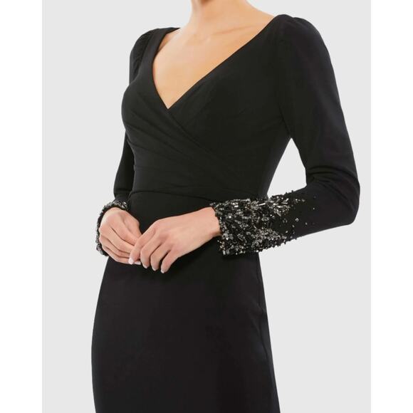 Mac Duggal #55712 - Embellished Long Sleeve Evening Gown-Black-Size 4 - Picture 3 of 9